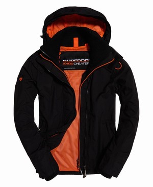 Superdry Hooded Technical Pop Cipzár SD-Windcheater Férfi Kabát Fekete/Narancssárga | OYRTL2851